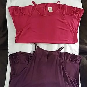 Lot of 2 tank tops with ruffle accent
